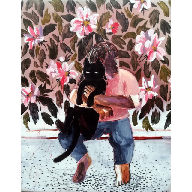 A moment of pure affection unfolds in this evocative figurative composition. A tender embrace anchors the scene, where a...