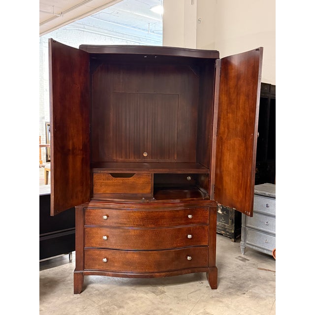 Dark Espresso Wood Media Armoire Cabinet For Sale - Image 4 of 12