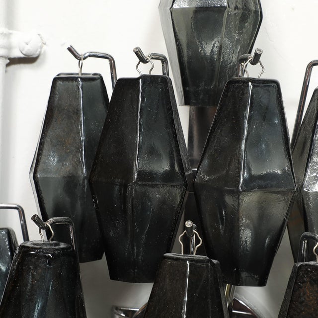 Pair of Modernist Smoked Gray Murano Glass Diamond-Form Polyhedral Wall Sconces For Sale - Image 12 of 18