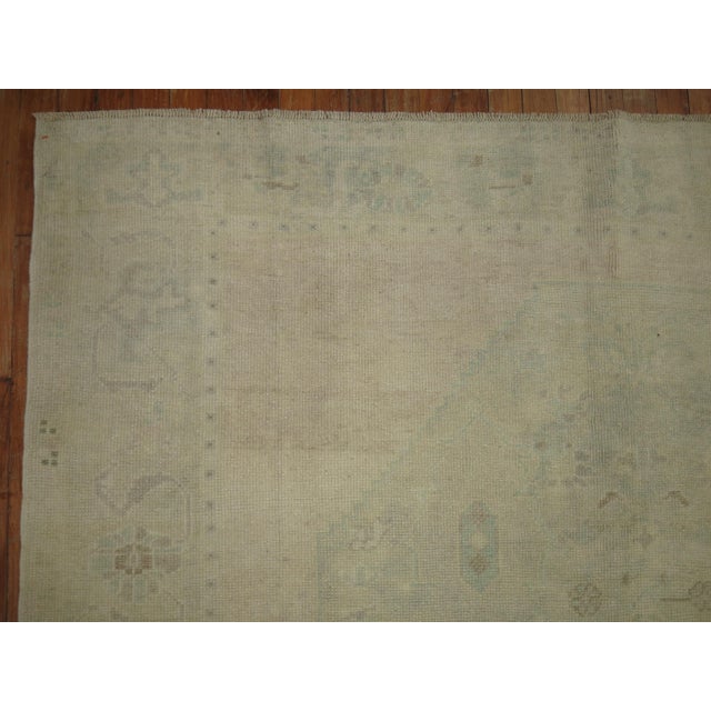 Mid 20th Century Vintage Zabihi Collection Pale Green Turkish Oushak Rug - 6' x 9'4" For Sale - Image 5 of 7