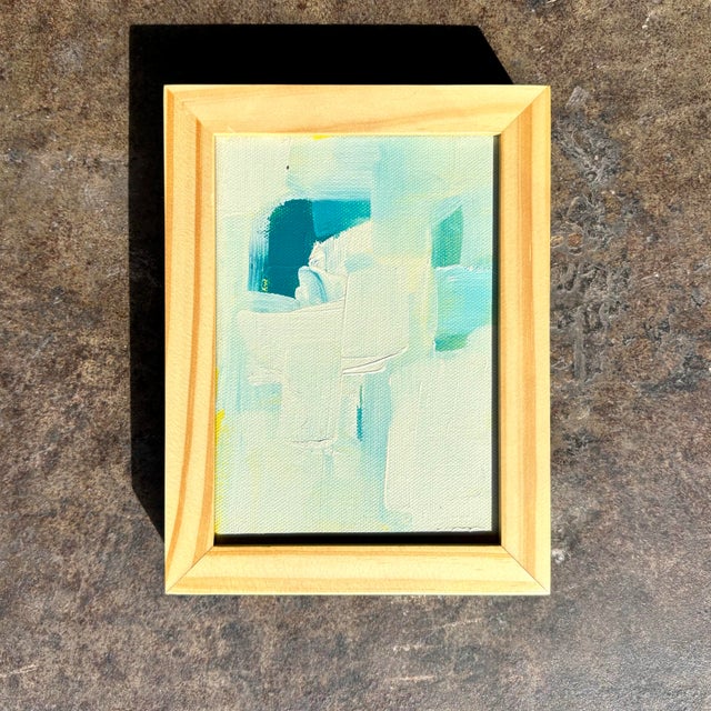 Vintage Boho Miniature Abstract in Wood Frame For Sale - Image 4 of 6