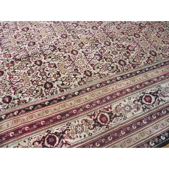 Indian 1890s Ivory Ivory Red Herati Antique Indian Agra Rug 12' 1"x 15' 11" Handknotted Wool Carpet For Sale - Image 3 of 5