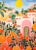 Sunny Citrus Orchard and Mediterranean Village - Vibrant Giclee Art Print, 9"x12" For Sale