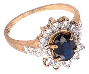 10 Karat Yellow and White Gold Onyx Solitaire Ring With Diamond Accents