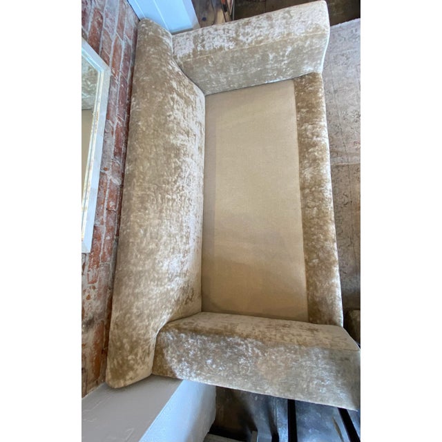 Sofa in Holly Hunt Toffee Velvet Linen - Reupholstered MCM For Sale - Image 10 of 11