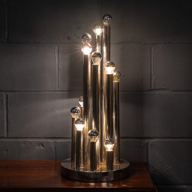 Reggiani Vintage Italian Chrome Multi-Light Table Lamp from Reggiani, 1970s For Sale - Image 4 of 18