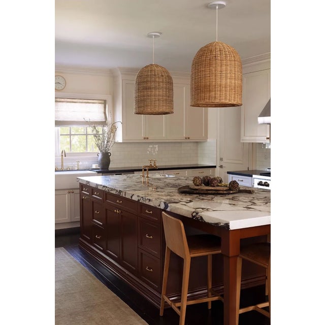 Farmhouse Serena & Lily Santa Barbara Rattan Pendant For Sale - Image 3 of 3