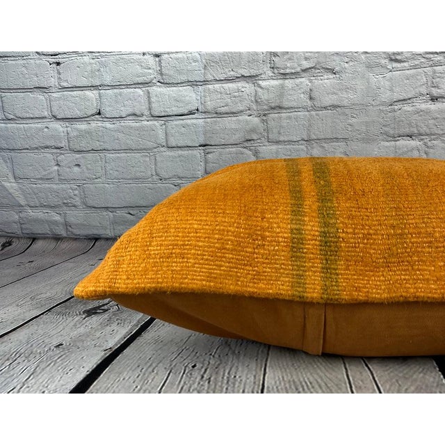 16 x 24 Hemp Pillow Turkish Cushion Natural Orange Pillow Cushion Cover For Sale - Image 4 of 4