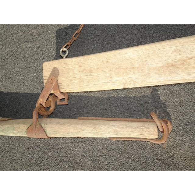 Antique Hand Forged Ox Yoke Primitive Western Farm Tool W Iron Rings Room Decor For Sale - Image 15 of 18