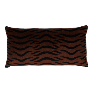 Schumacher Sabi Tiger Velvet 24" Lumbar Pillow in Java