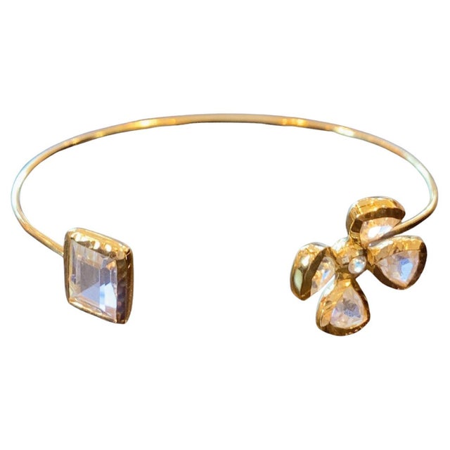 Bochic Jungle Gold and Silver White Topaz Bangle For Sale - Image 10 of 18