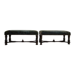 19th C. Velvet Upholstered Foot Rests - A Pair For Sale