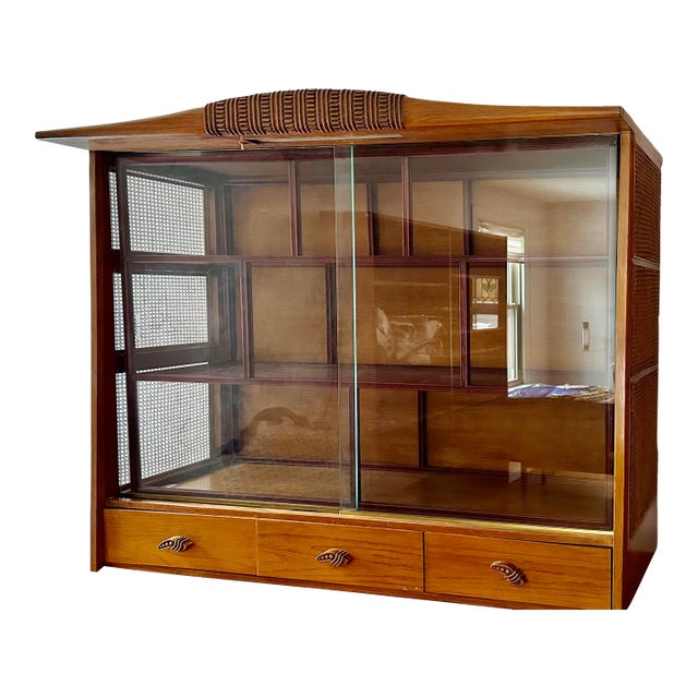 1950s Breakfront, Mid-Century Modern Unusual, Oak China Cabinet, Top Only. For Sale