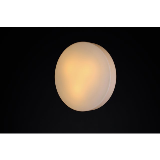 Gold Large Round Opaline Ceiling or Wall Light from Staff Leuchten, Germany, 1970s For Sale - Image 8 of 18