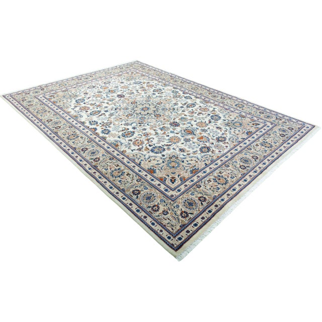 Hand-Knotted Cork Wool Kashmar Rug with Floral Design, 1990s For Sale - Image 3 of 13