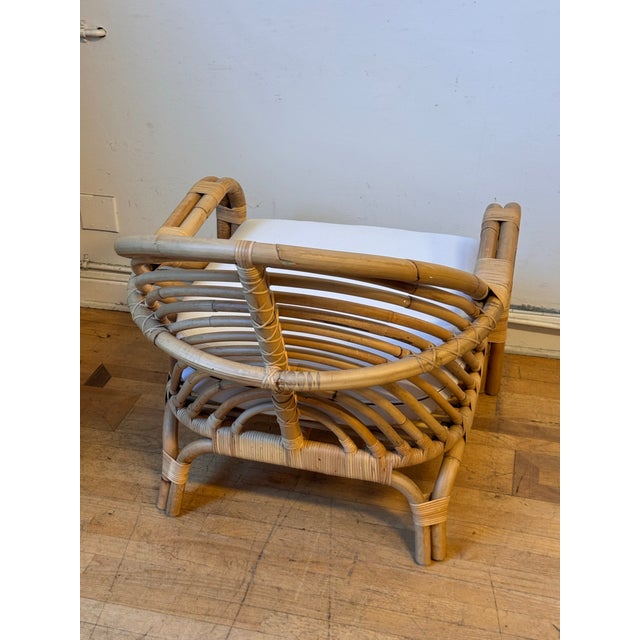 Wood Serena and Lily Edgewater Rattan Lounge Armchair For Sale - Image 7 of 12