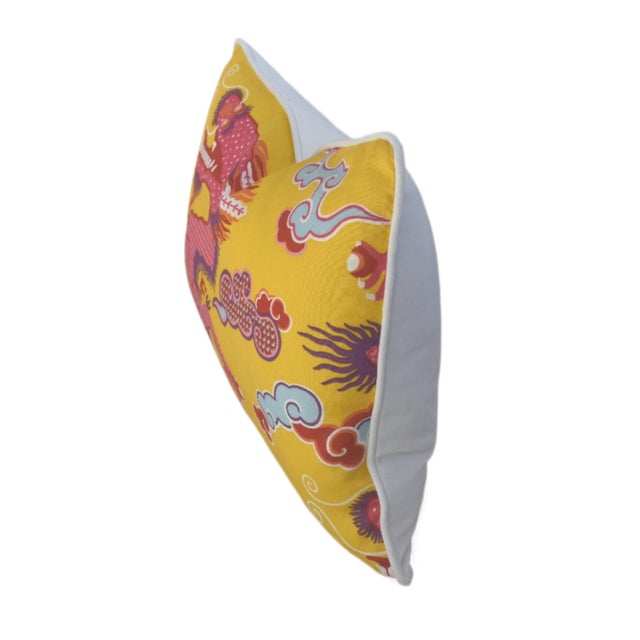 Schumacher Magical Ming Dragon Chinoiserie Feather/Down Pillow For Sale - Image 4 of 6