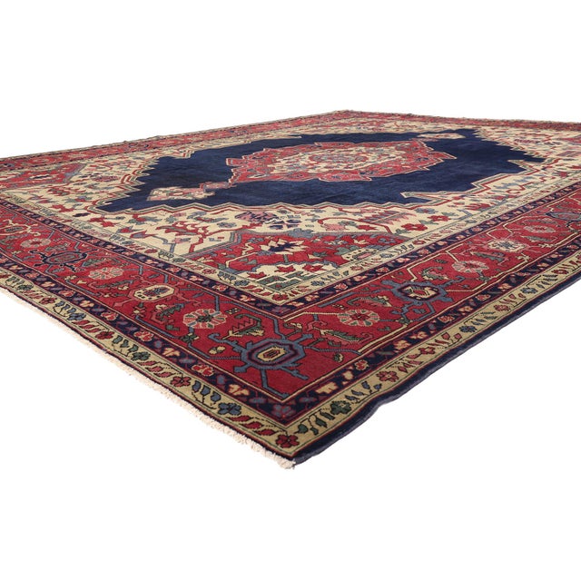 79412 Antique Turkish Serapi Rug, 12'00 x 14'08. The Ottoman Shield: A Late 19th Century Serapi Masterpiece of Imperial...