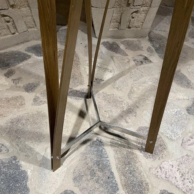 Freestanding Post-Modern Coat Rack Bent Plywood & Chrome Steel Tripod For Sale - Image 4 of 8