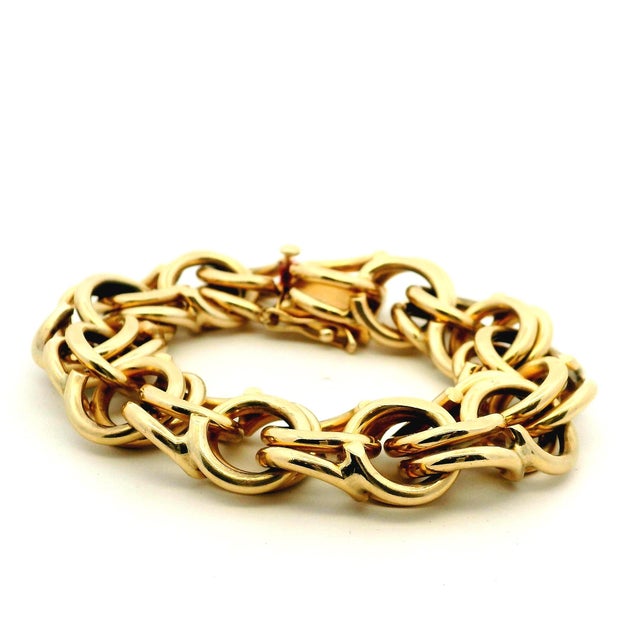 Vintage Italian 14k Gold Chunky Link Bracelet, 92 Grams For Sale - Image 10 of 16