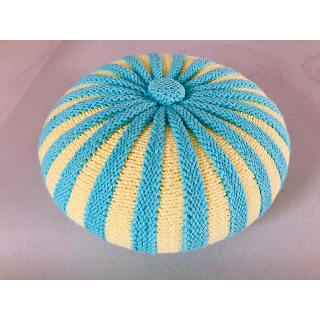 Contemporary Handmade Knitted Round Pillow For Sale - Image 4 of 5
