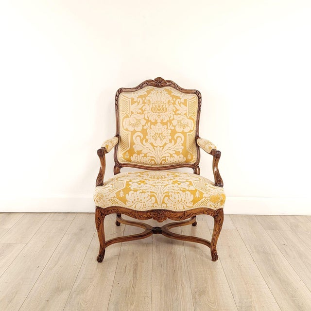 Wood Louis XV Walnut Armchair, France, 18th Century For Sale - Image 7 of 12
