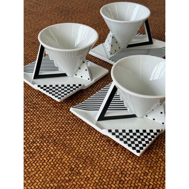 1990s Memphis Style Helena Uglow "Millennium" for Mikasa Cup & Saucer Set - 8 pcs For Sale - Image 10 of 14