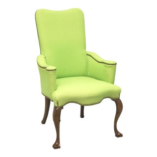 Vintage French Provincial Accent Chair in Green Polka Dot For Sale