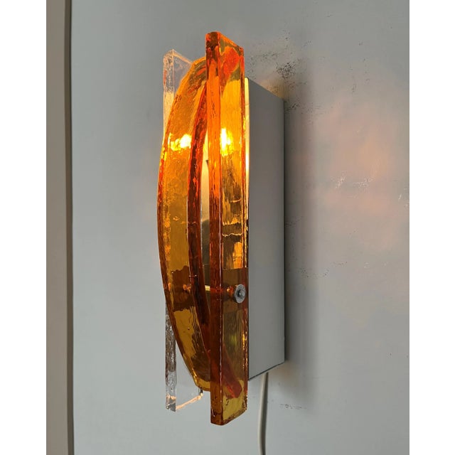 Italian Amber Murano Wall Lights from Poliarte, 1970s, Set of 2 For Sale - Image 6 of 10