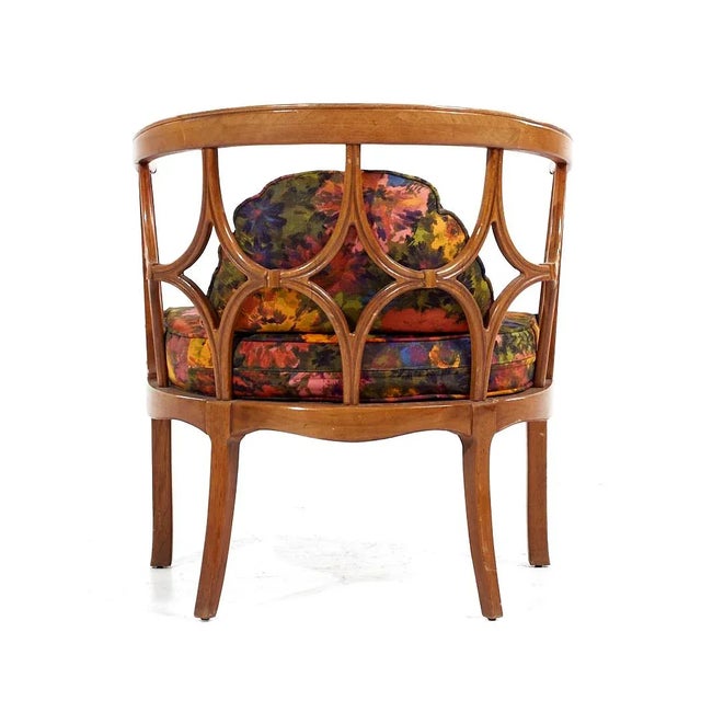 Brown Billy Haines Mid Century Fruitwood Barrel Back Lounge Chairs - Pair For Sale - Image 8 of 12