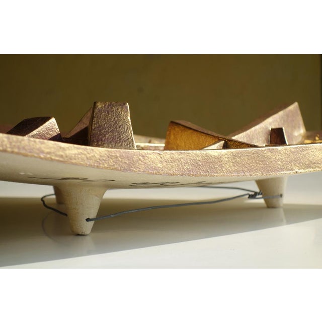 Ceramic Italian Gold Ceramic Sculpture Plate by Arnaldo Pomodoro for Rossicone, 2006 For Sale - Image 7 of 16