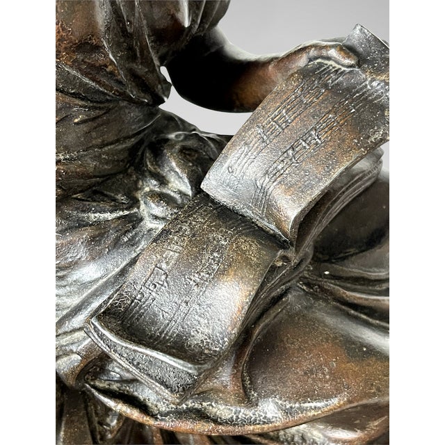 Napoleon III Euterpe Mantel Clock in Patinated Spelter by Japy Frères, 19th Century For Sale - Image 14 of 18