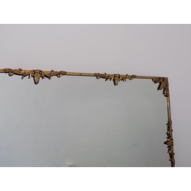 Rectangular Shaped Brass Mirror with Decorative Elements, 1950s For Sale - Image 6 of 9