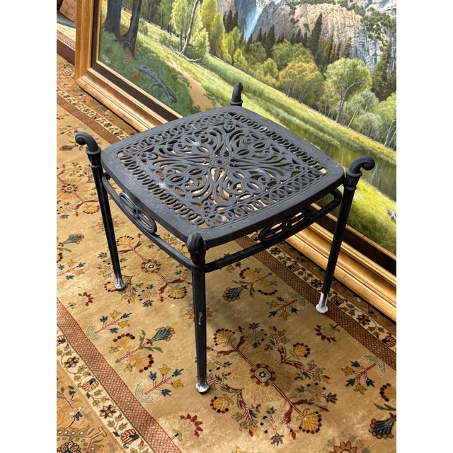 Metal Hanamint Tuscany Outdoor Cast End Table For Sale - Image 7 of 12