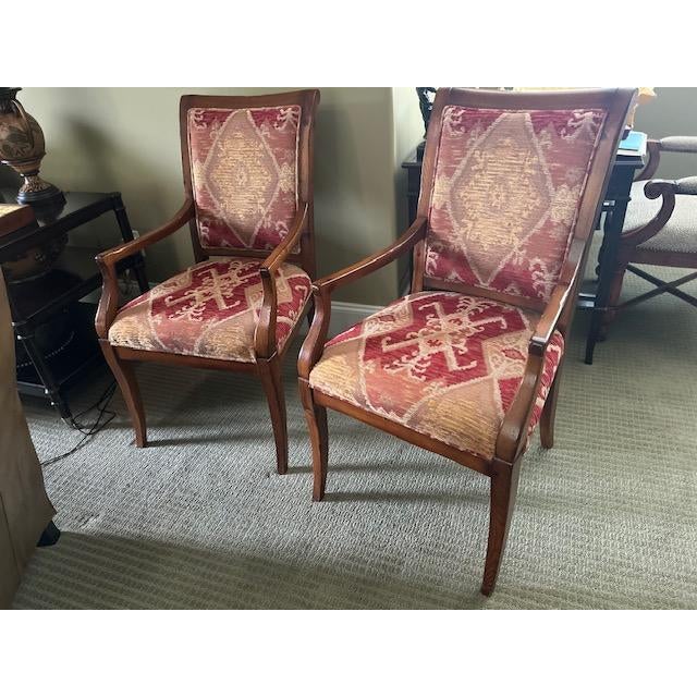 Pair of French Wood Framed Upholstered Dining Chairs For Sale - Image 4 of 9
