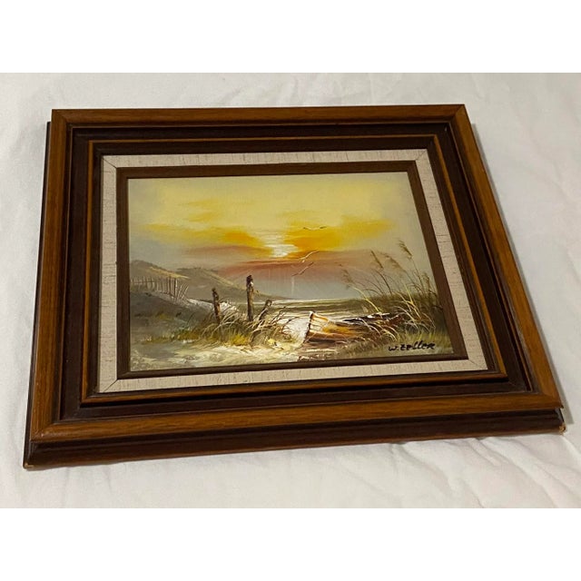 Vintage 1970's Coastal Seascape Framed Oil Painting For Sale - Image 9 of 9