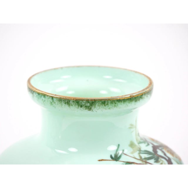 Early 20th Century French Hand Painted / Decorated Art Glass Pair Vase For Sale - Image 9 of 12