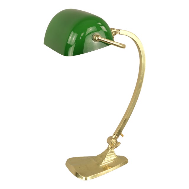 Art Nouveau Adjustable Brass Bankers Lamp, Germany, 1930s For Sale