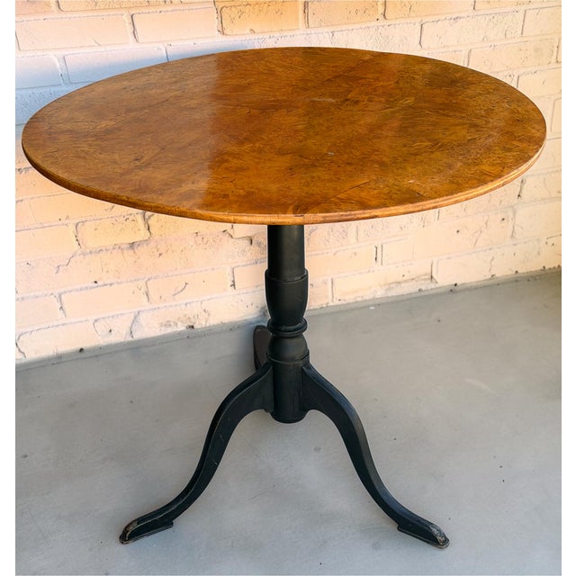 1920s Biedermeier Style Burl Wood Tilt Top Round Breakfast Side Table For Sale - Image 5 of 5