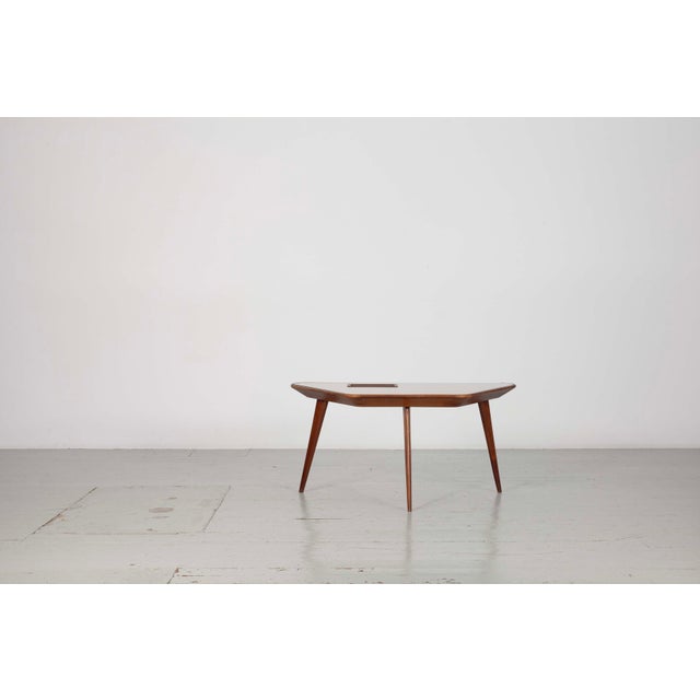 Coffee Table with Inlaid Glass Top and Copper Bowl, 1950s For Sale - Image 4 of 18
