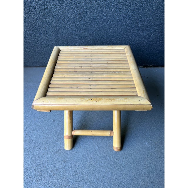 Wood Bamboo Rattan Folding Plant Stand Table Riser For Sale - Image 7 of 11