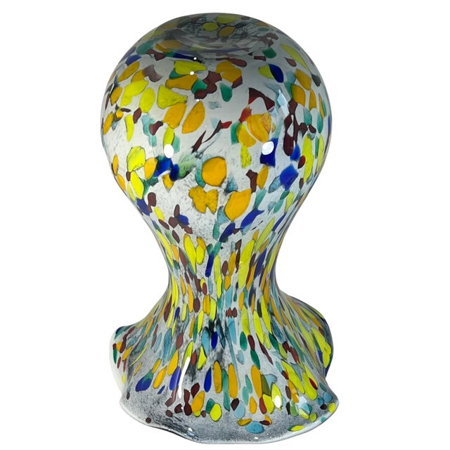 15+ In. Tall Bulbous Multicolor Ruffled Art Glass Confetti Multicolor Vase For Sale In New York - Image 6 of 18