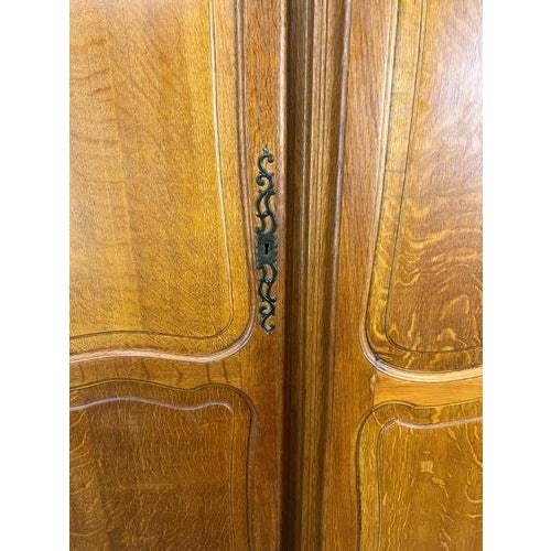 Vintage French Louis XVI Style Carved Oak 4-Door Armoire For Sale - Image 6 of 9