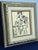 Mid-Century Modern Mid-Century Figural Seated Woman Ink Drawing in Ornate Gold Gilt Frame For Sale - Image 3 of 11