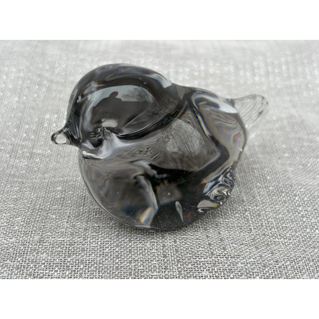 Glass Vintage Smokey Gray Art Glass Bird Figure For Sale - Image 7 of 11