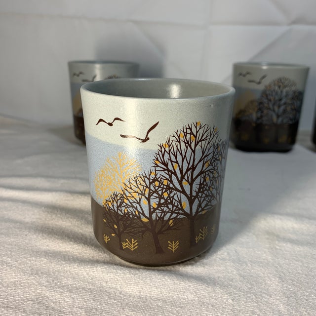Japanese Vintage Stoneware Saki Cups Set of 4 For Sale - Image 3 of 6