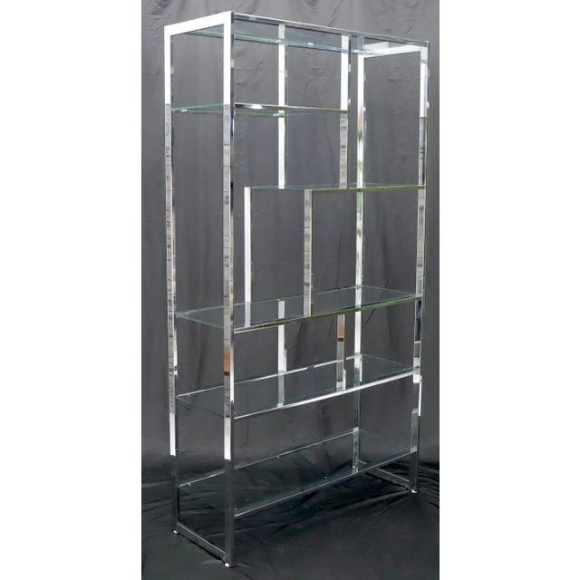 Metal Chrome and Glass Large Design Institute America Étagère Shelving Wall Unit For Sale - Image 7 of 8