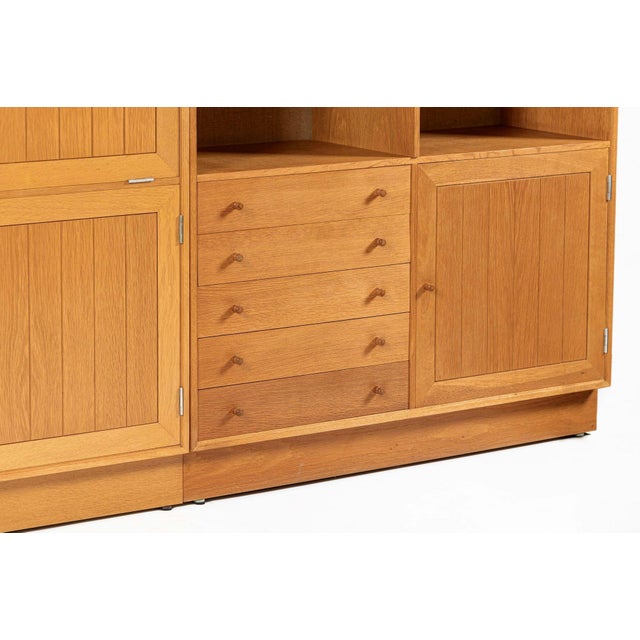 Wood Danish Modern Oak Modular Wall Unit, Mid Century Bookcase Display Cabinet For Sale - Image 7 of 18