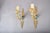 1950s Gilded Brass Scroll-Arm Wall Sconces with Teal Details, 1950s, Set of 2 For Sale - Image 5 of 12