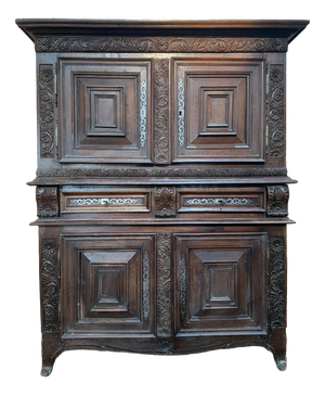 Renaissance Two-Part Cabinet in Carved Oak